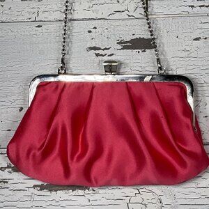 BCBGMAXAZRIA Satin Evening Convertible Clutch Pink EUC